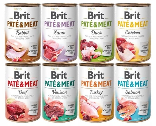 BRIT Mokra karma dla psa Pate&amp;Meat MIX smaków 8x400g BEZZBOŻOWA