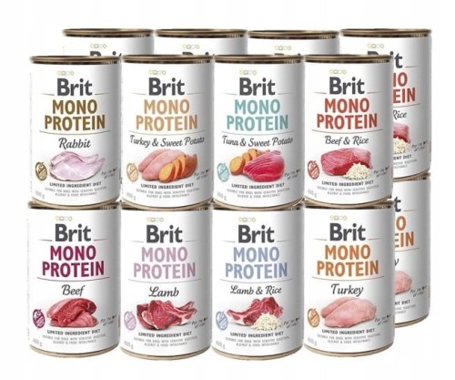 BRIT Mono Protein Mokra karma dla psa MIX smaków 16x400g HIPOALERGICZNA