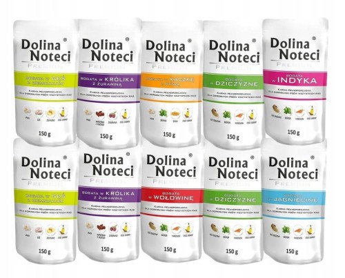 DOLINA NOTECI PREMIUM Mokra karma dla psa MIX 10x150g bez ryb i kurczaka