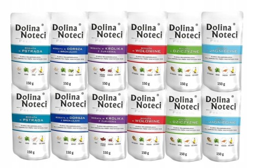 DOLINA NOTECI PREMIUM Mokra karma dla psa MIX smaków 12x150g bez drobiu