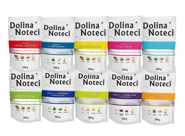 DOLINA NOTECI PREMIUM Mokra karma dla psa MIX smaków 10x500g