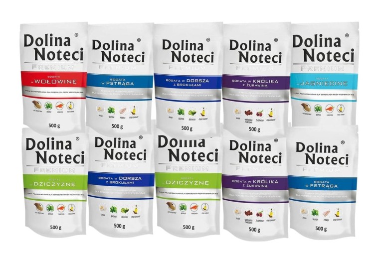 DOLINA NOTECI PREMIUM Mokra karma dla psa MIX smaków 10x500g bez drobiu