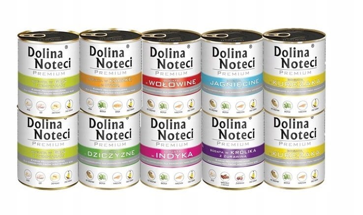 Mokra karma dla psa Dolina Noteci Premium MIX smaków 10x800g puszki bez ryb