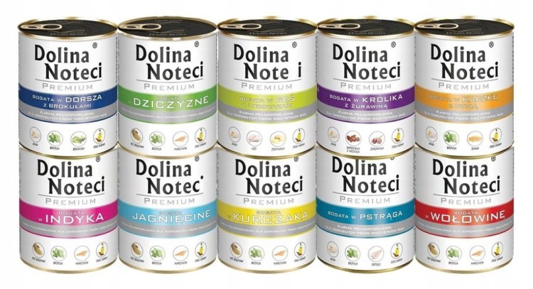 Mokra karma dla psa Dolina Noteci Premium MIX 10 smaków 10x800g