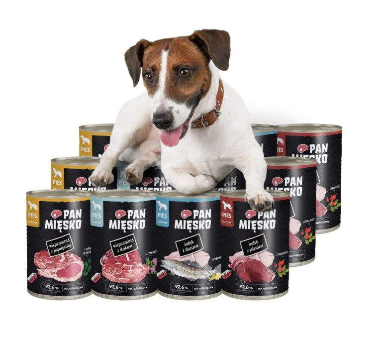 PAN MIĘSKO Karma mokra dla psa dorosłego MIX SMAKÓW 12x400g