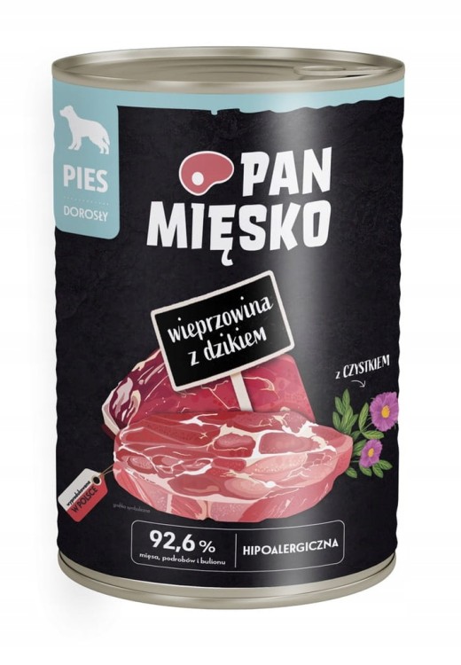 PAN MIĘSKO Karma mokra dla psa dorosłego MIX SMAKÓW 12x400g