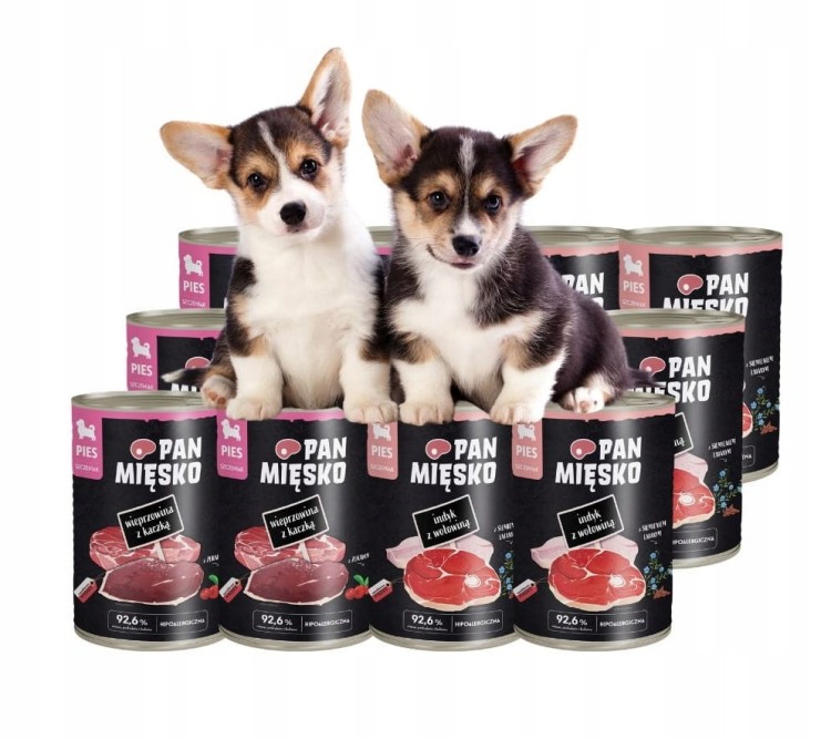 PAN MIĘSKO Karma mokra dla psa MIX SMAKÓW 12x400g SZCZENIAK