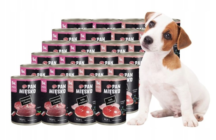 PAN MIĘSKO Karma mokra dla psa MIX SMAKÓW 24x400g szczeniak