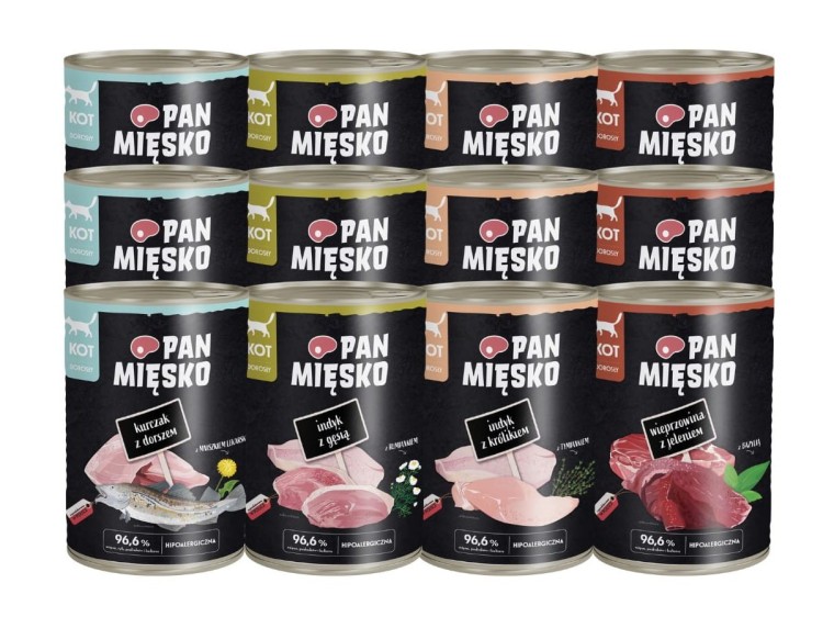 PAN MIĘSKO Karma mokra dla kota dorosłego MIX SMAKÓW 12x400g