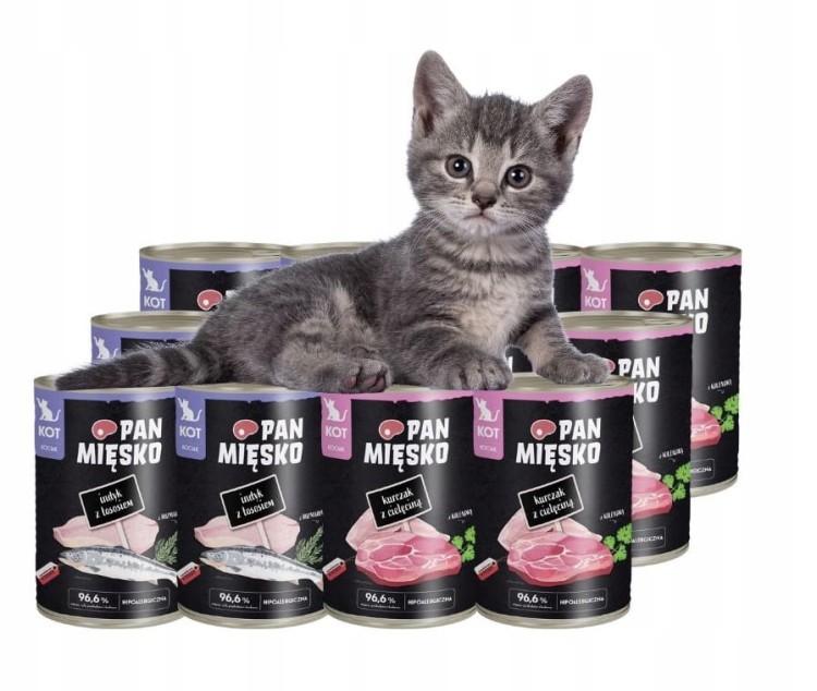 PAN MIĘSKO Karma mokra dla kota MIX SMAKÓW 12x400g kociak