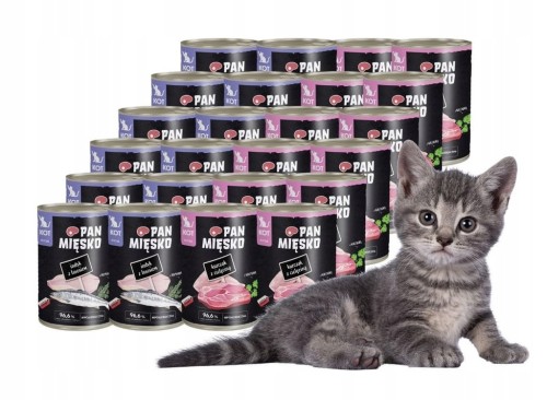 PAN MIĘSKO Karma mokra dla kota MIX SMAKÓW 24x400g kociak