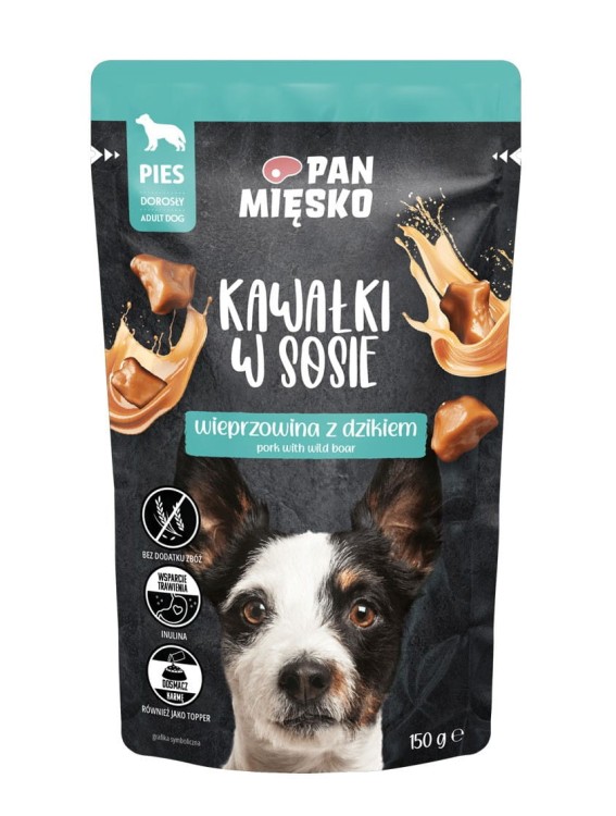 PAN MIĘSKO Karma mokra dla psa Kawałki w sosie MIX SMAKÓW 12x150g