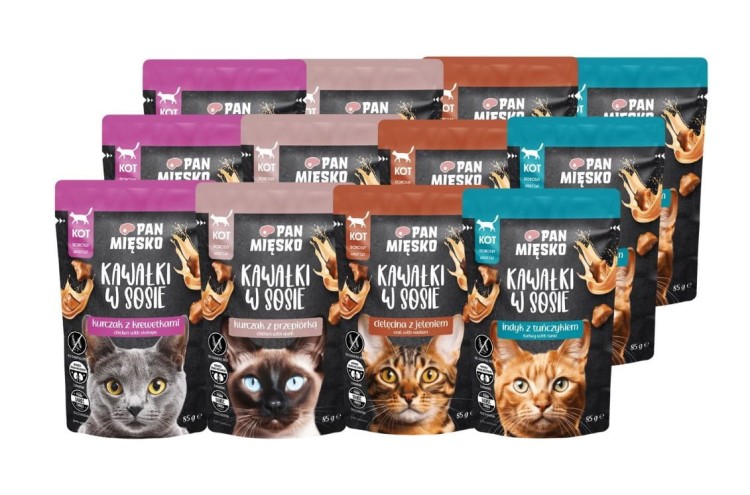 PAN MIĘSKO Karma mokra dla psa Kawałki w sosie MIX SMAKÓW 12x150g