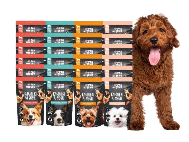 PAN MIĘSKO Karma mokra dla psa Kawałki w sosie MIX SMAKÓW 24x150g