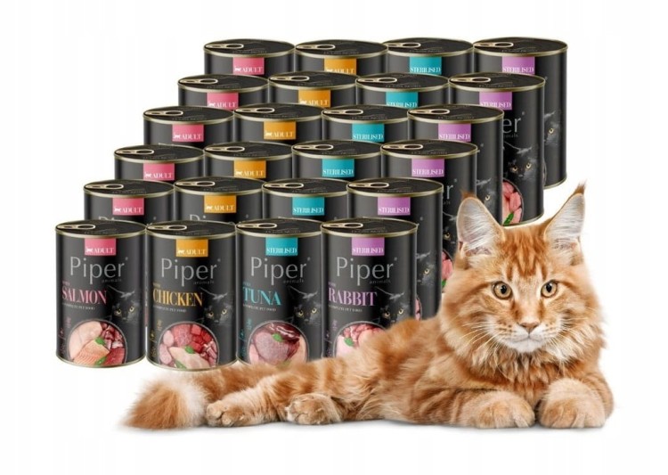 PIPER mokra karma dla kota MIX smaków 24x400g Dolina Noteci
