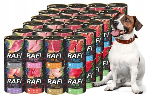 RAFI mokra karma dla psa MIX smaków 48x400g BEZZBOŻOWA Dolina Noteci