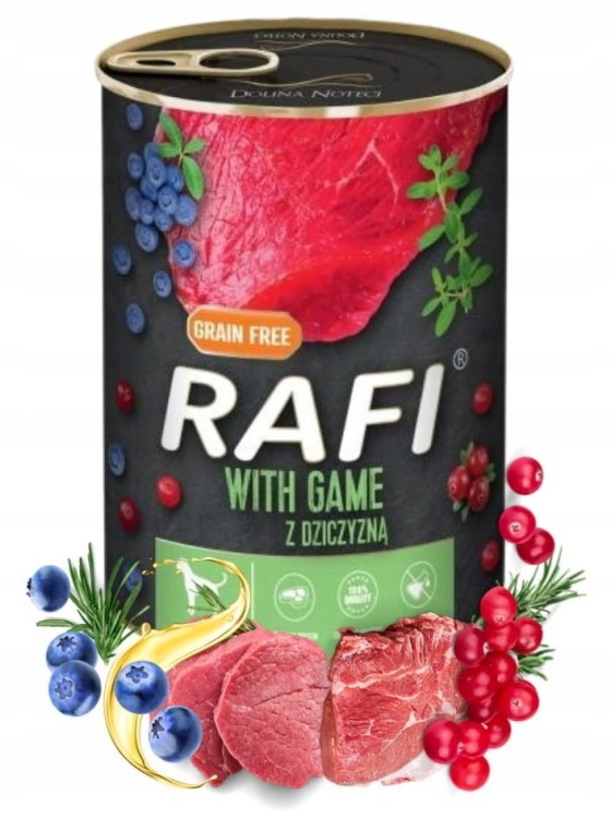 RAFI mokra karma dla psa MIX smaków 48x400g BEZZBOŻOWA Dolina Noteci