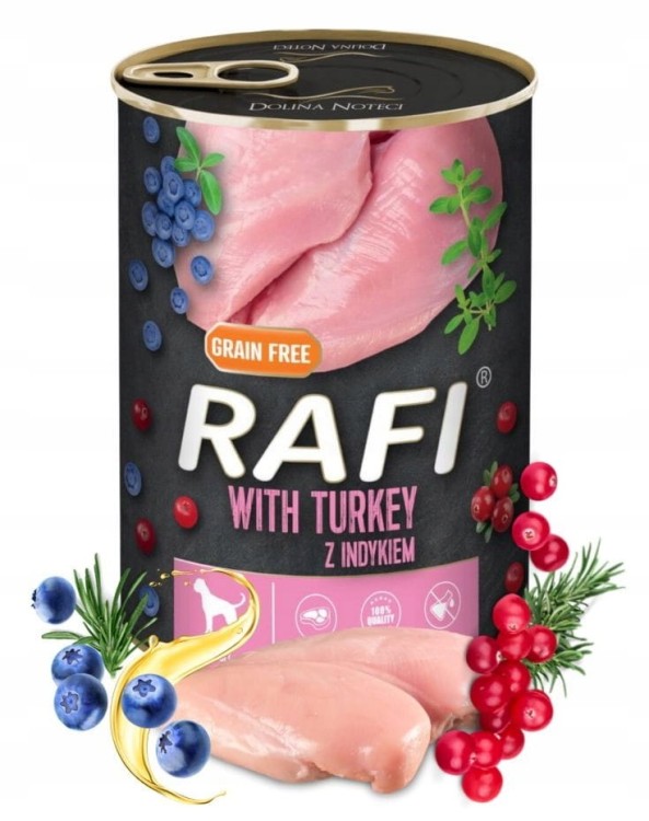 RAFI mokra karma dla psa MIX smaków 48x400g BEZZBOŻOWA Dolina Noteci