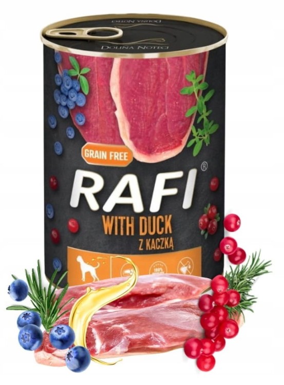 RAFI mokra karma dla psa MIX smaków 48x400g BEZZBOŻOWA Dolina Noteci