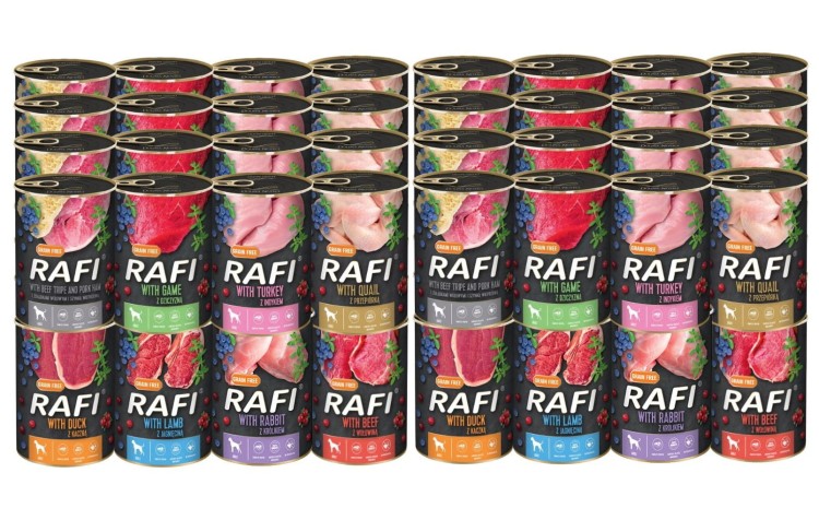 RAFI mokra karma dla psa MIX smaków 48x400g BEZZBOŻOWA Dolina Noteci