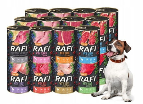 RAFI mokra karma dla psa MIX smaków 24x400g BEZZBOŻOWA Dolina Noteci