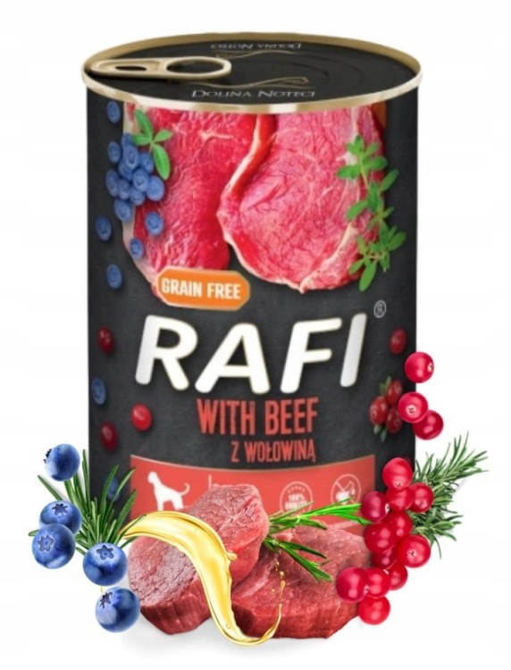 RAFI mokra karma dla psa MIX smaków 24x400g BEZZBOŻOWA Dolina Noteci