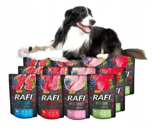 RAFI mokra karma dla psa MIX smaków 12x300g BEZZBOŻOWA Dolina Noteci