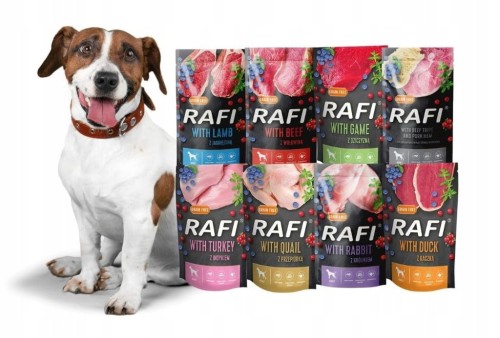 RAFI mokra karma dla psa MIX smaków 8x500g BEZZBOŻOWA Dolina Noteci