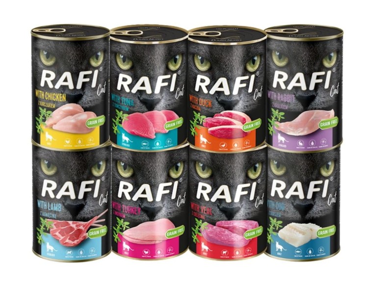 RAFI mokra karma dla kota MIX smaków 8x400g BEZZBOŻOWA Dolina Noteci