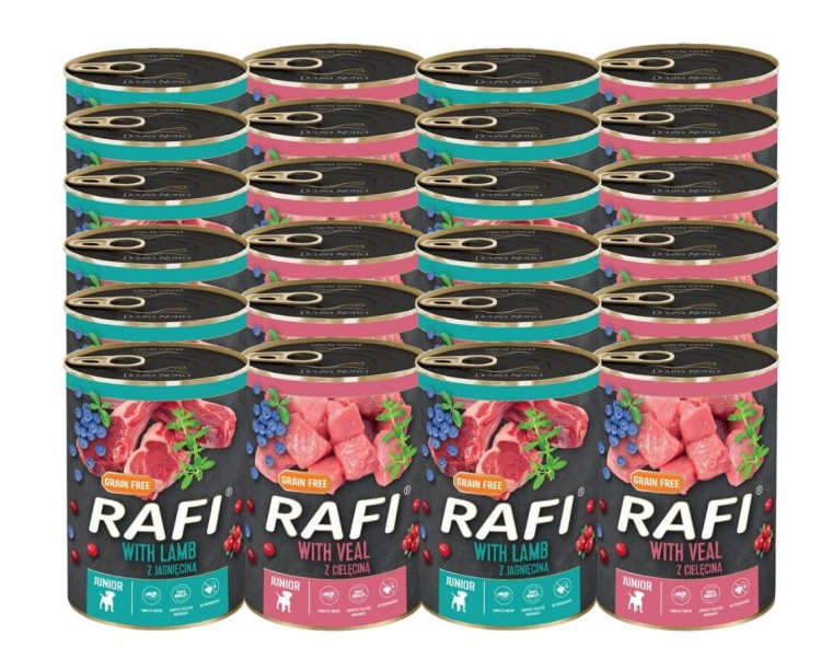 RAFI mokra karma dla psa JUNIOR MIX SMAKÓW 24x400g Dolina Noteci