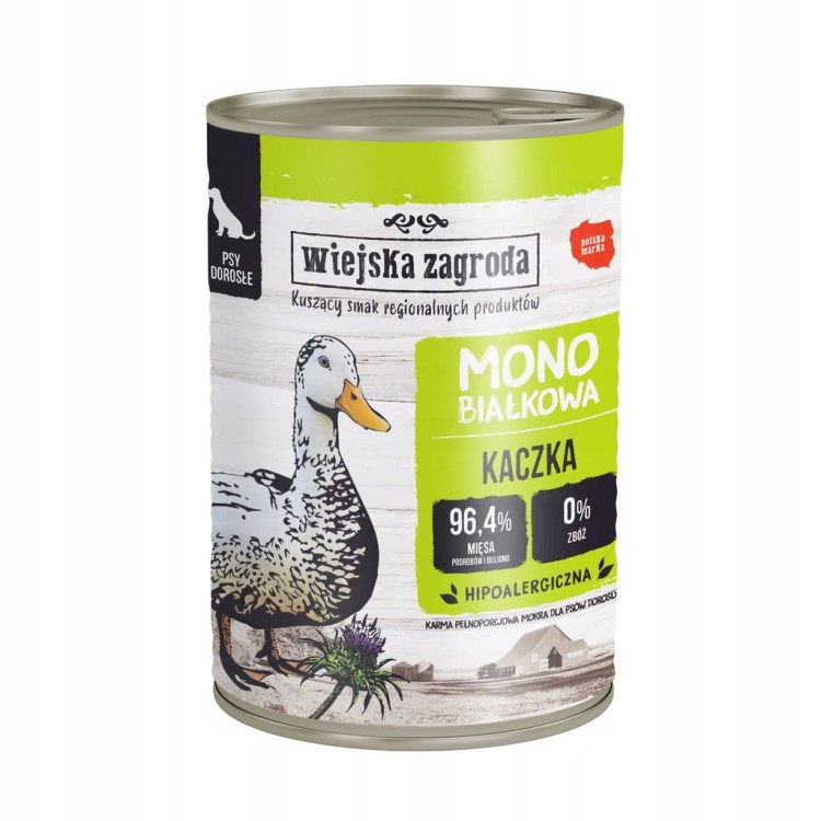 WIEJSKA ZAGRODA Karma mokra dla psa Monobiałkowa MIX SMAKÓW 12x400g