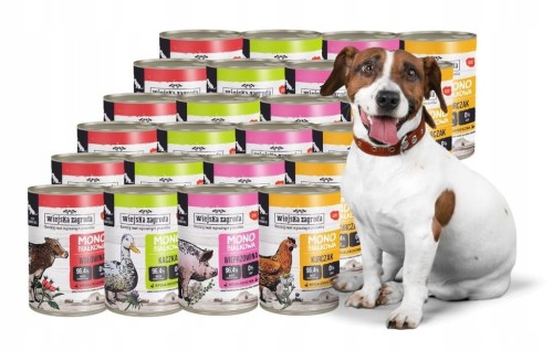 WIEJSKA ZAGRODA Karma mokra dla psa Monobiałkowa MIX SMAKÓW 24x400g