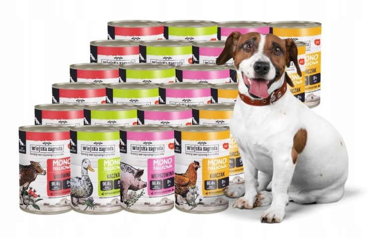 WIEJSKA ZAGRODA Karma mokra dla psa Monobiałkowa MIX SMAKÓW 24x400g