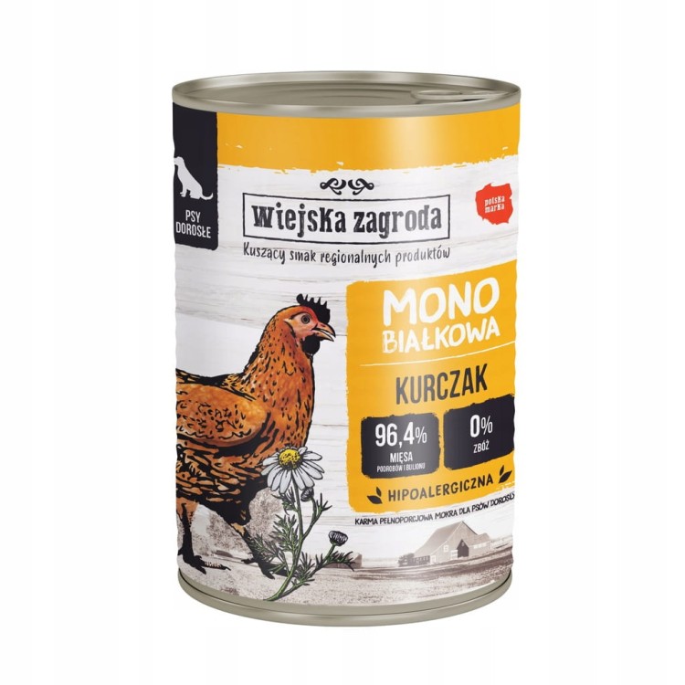 WIEJSKA ZAGRODA Karma mokra dla psa Monobiałkowa MIX SMAKÓW 24x400g