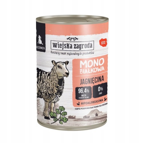 WIEJSKA ZAGRODA Karma mokra dla psa Monobiałkowa MIX SMAKÓW 24x400g SZCZENIAK