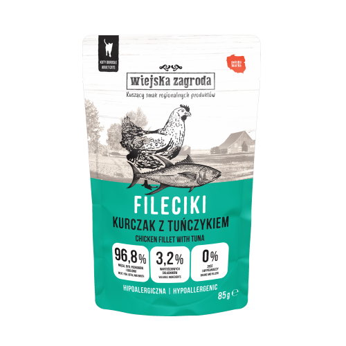 WIEJSKA ZAGRODA Karma mokra dla kota Fileciki Kurczak z tuńczykiem 85g