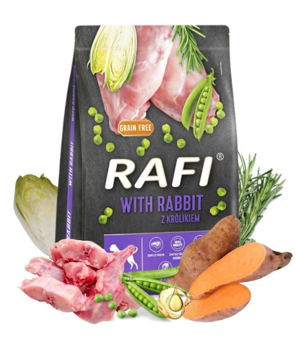 RAFI karma sucha dla psa dorosłego z królikiem 3kg DOLINA NOTECI
