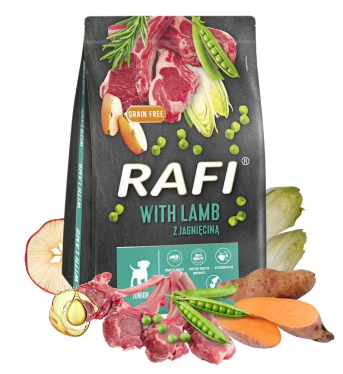 RAFI karma sucha dla psa JUNIOR z jagnięciną 3kg DOLINA NOTECI
