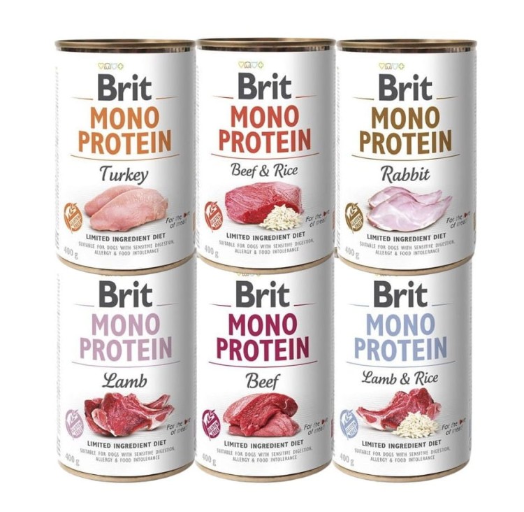 BRIT Mono Protein Mokra karma dla psa MIX smaków 6x400g HIPOALERGICZNA