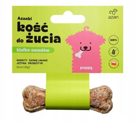 AZANKI Kość z insektami, siemieniem lnianymi i probiotykiem PUPPY 10cm