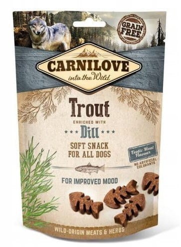 CARNILOVE Miękki przysmak dla psa Pstrąg z koprem SOFT SNACK 200g