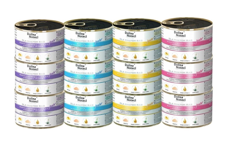 DOLINA NOTECI PREMIUM mokra karma dla psa Junior MIX SMAKÓW 12x 185g MAŁE RASY