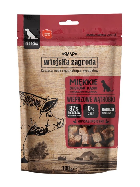 WIEJSKA ZAGRODA Przysmak dla psa Wieprzowe wątróbki 100g