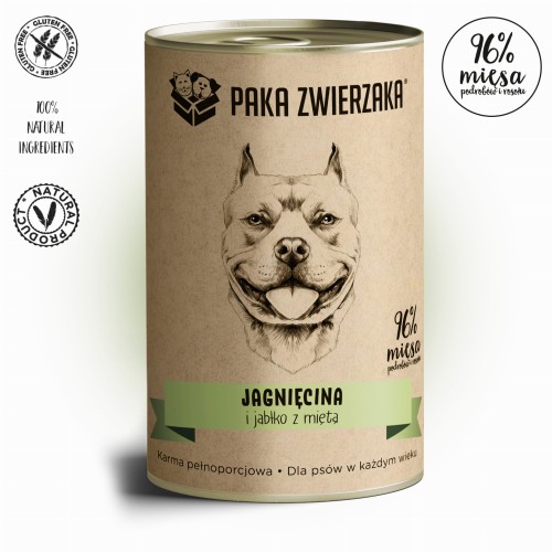 PAKA ZWIERZAKA mokra karma dla psa Jagnięcina i jabłko z miętą 400g