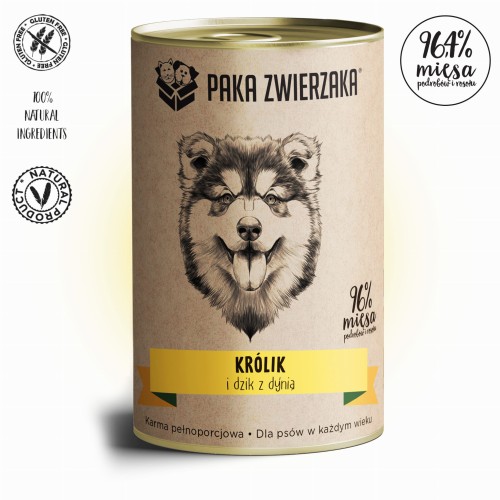 PAKA ZWIERZAKA mokra karma dla psa Królik i dzik z dynią 400g