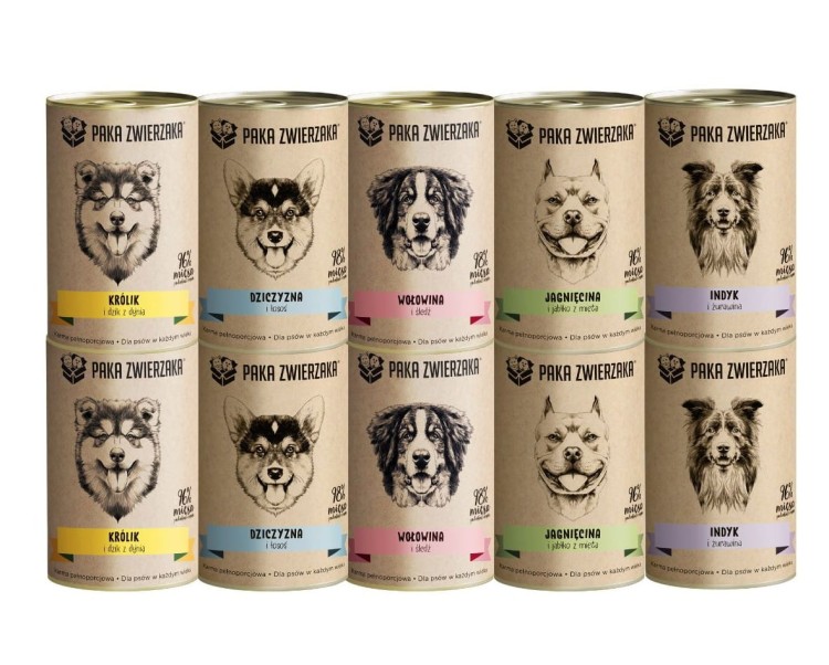 PAKA ZWIERZAKA mokra karma dla psa MIX SMAKÓW 10x400g