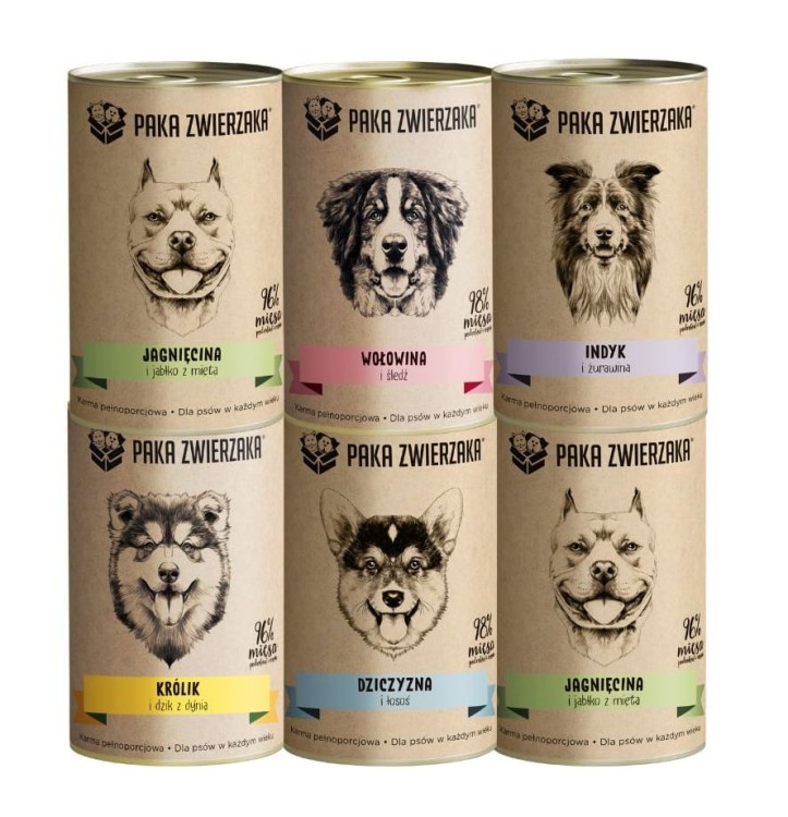 PAKA ZWIERZAKA mokra karma dla psa MIX SMAKÓW 6x400g