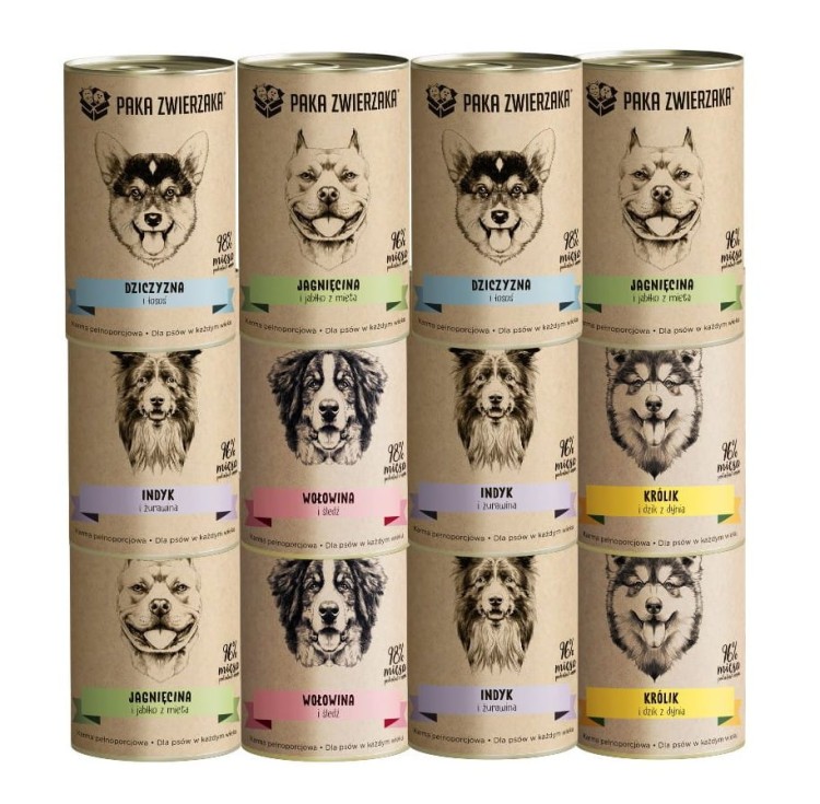 PAKA ZWIERZAKA mokra karma dla psa MIX SMAKÓW 12x400g