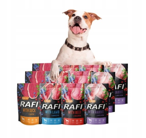 RAFI mokra karma dla psa MIX smaków 12x500g BEZZBOŻOWA Dolina Noteci