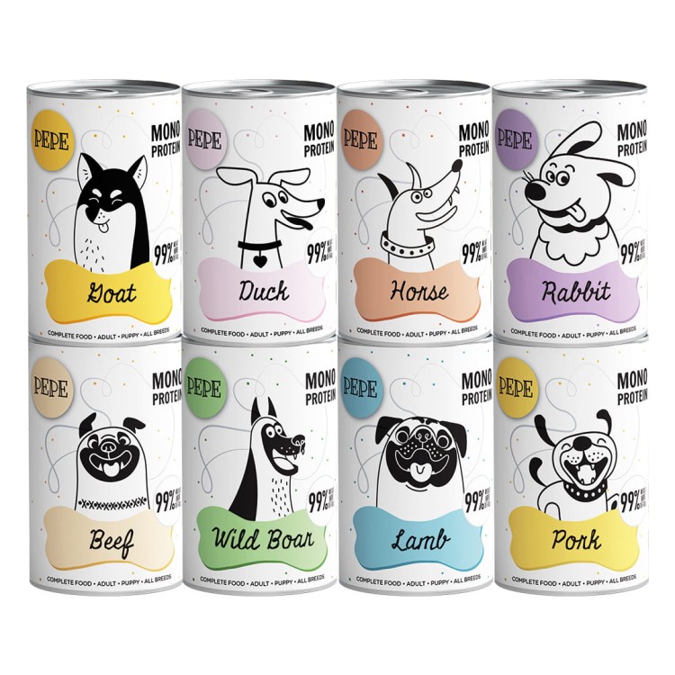 PEPE mokra karma dla psa MIX SMAKÓW 8x400g Monoproteinowa